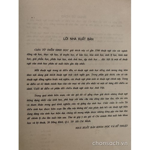 Từ điển Sinh học 