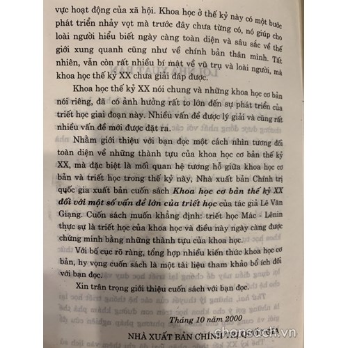Khoa học cơ bản thế kỷ XX đối với một số vấn đề lớn của triết học 