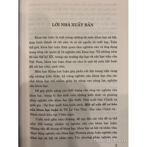 Một số vấn đề cơ bản của Khoa học luận 