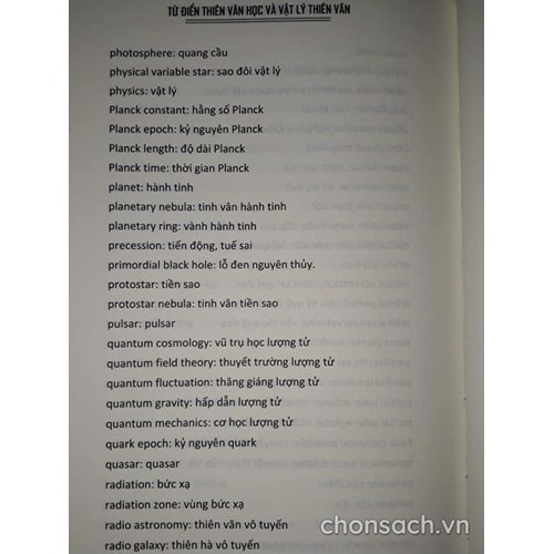 Từ điển Thiên văn học và Vật lý thiên văn 