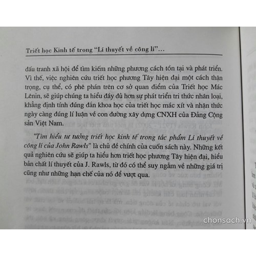 Triết học kinh tế trong “Lí thuyết về công lí “ của nhà triết học Mỹ John Rawls 