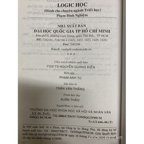Logic học (dành cho chuyên ngành triết học)