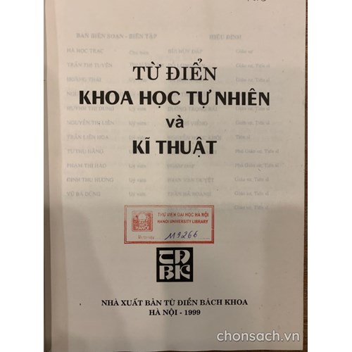Từ điển Khoa học tự nhiên và Kỹ thuật 