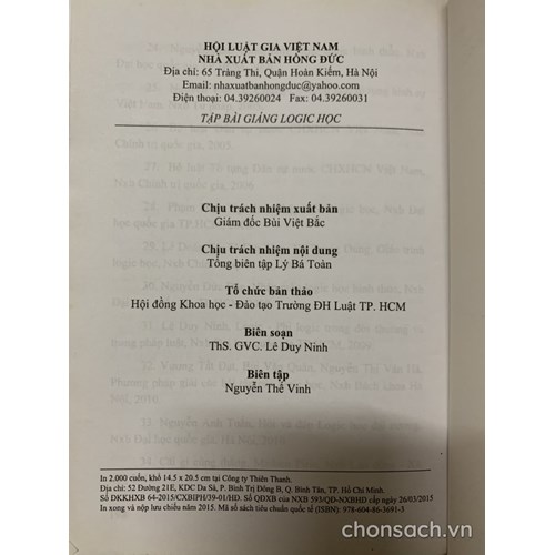 Tập bài giảng về logic học (Đại học luật TP.HCM)