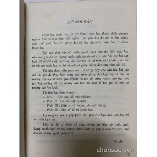 Logic học- câu hỏi và bài tập (ĐH Sư phạm TP.HCM)