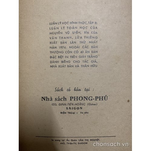 Đại cương luận lý học hình thức - luận lý toán học (tập 2)