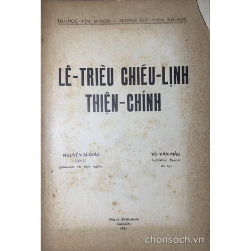 Lê Triều chiếu lịnh thiện chính (bản dịch 1961)